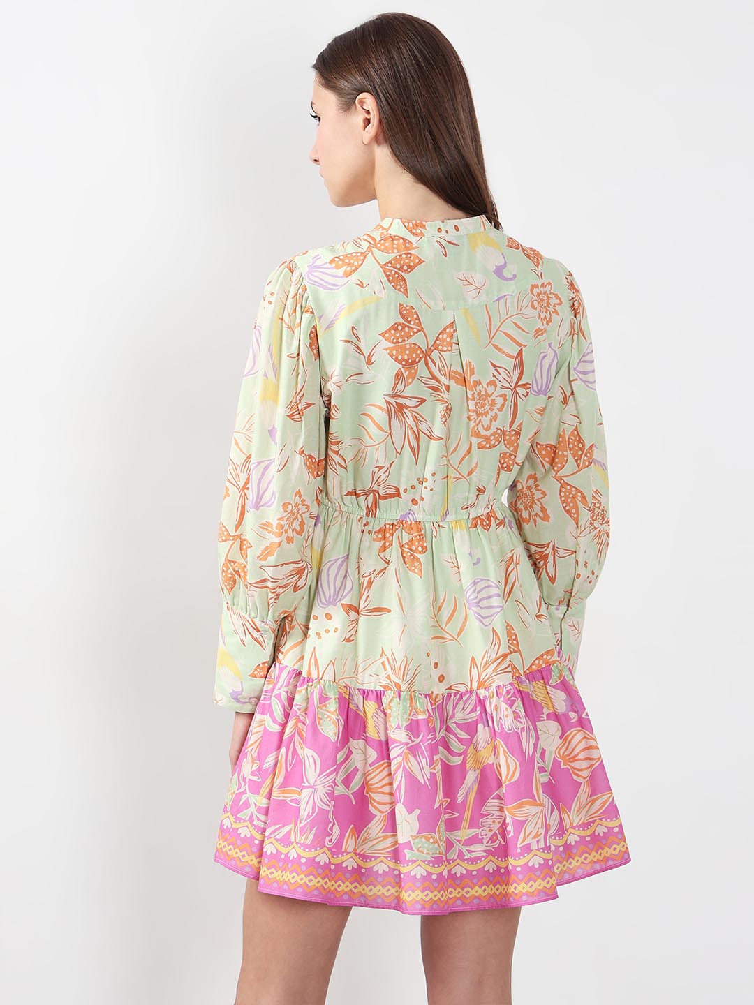 Vero Moda Green Floral Fit & Flare Dress