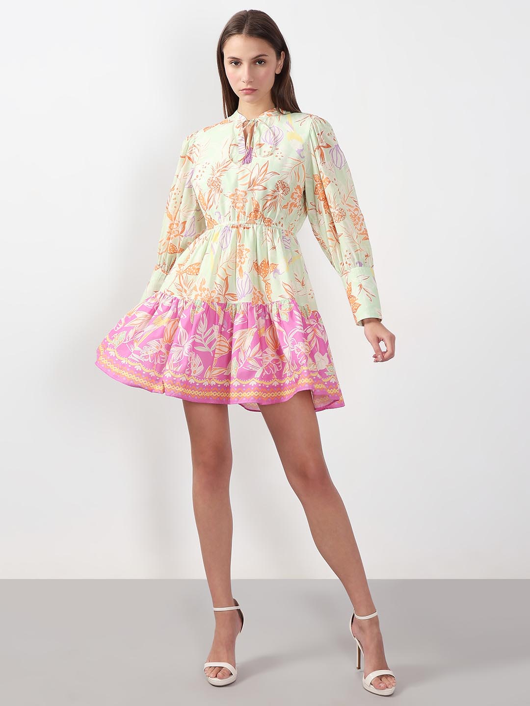 Vero Moda Green Floral Fit & Flare Dress