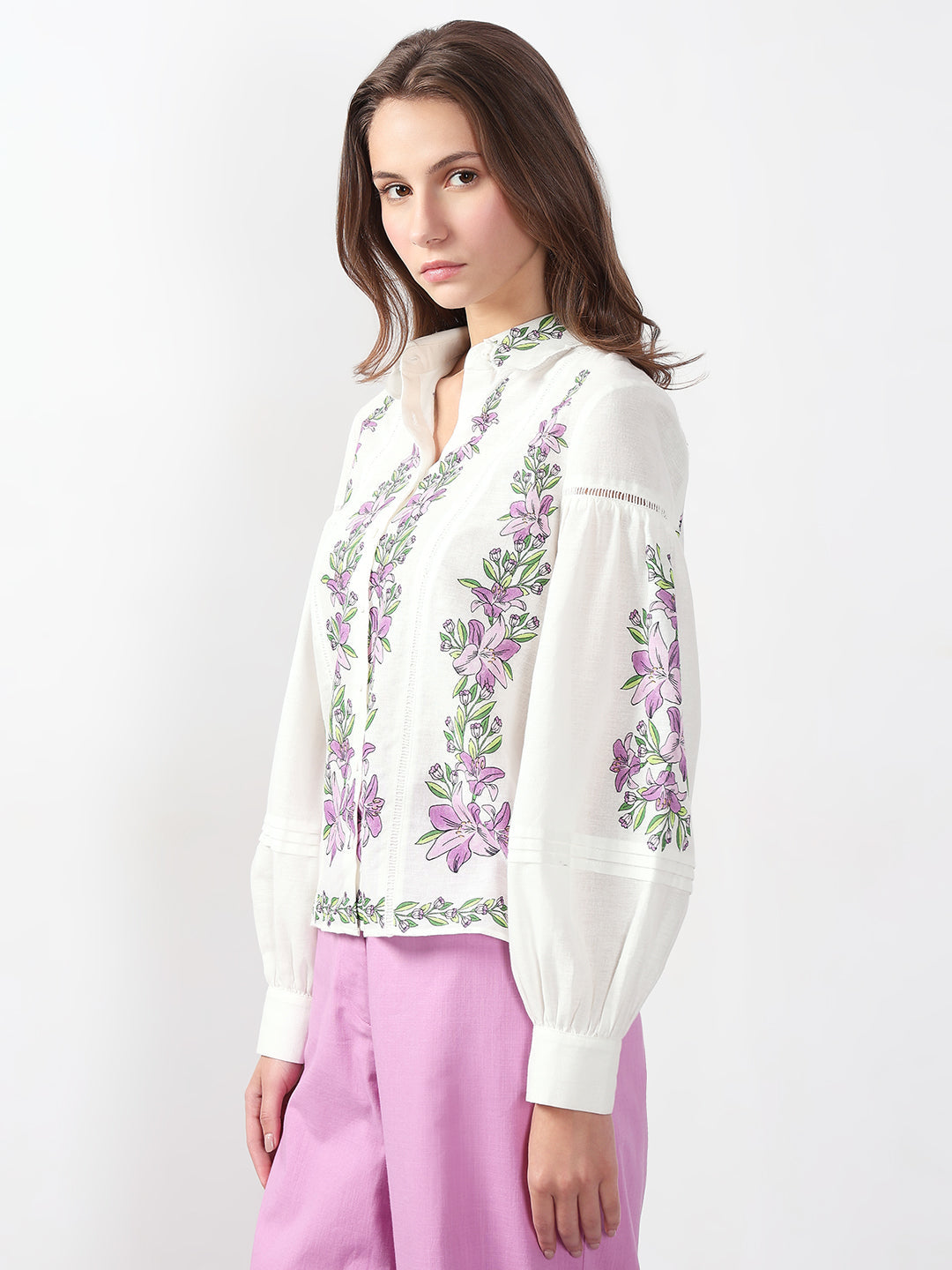VERO MODA White Floral Print Cotton Shirt