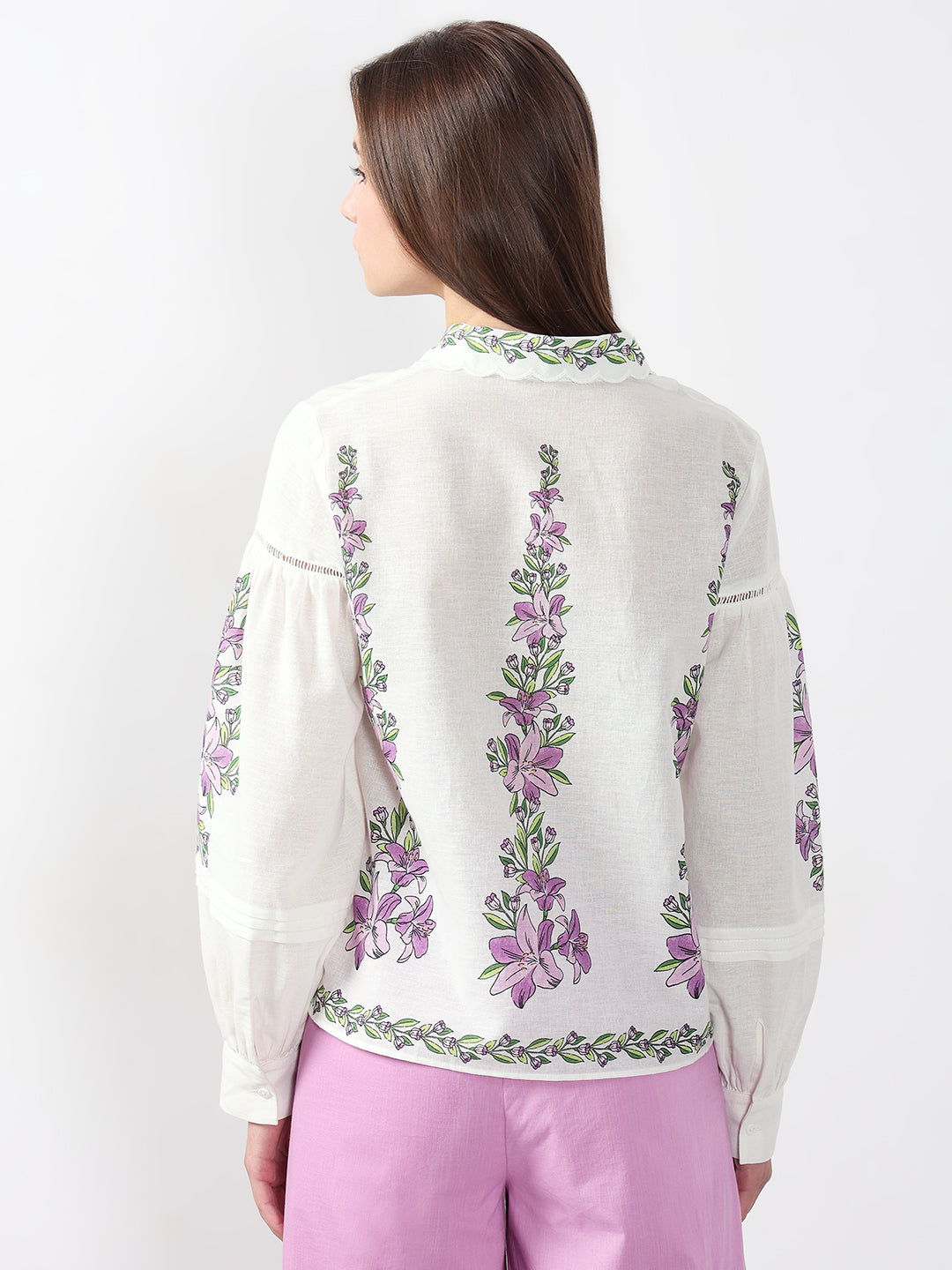 VERO MODA White Floral Print Cotton Shirt