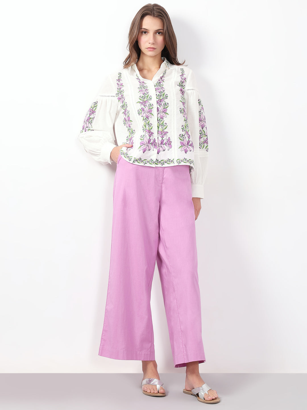VERO MODA White Floral Print Cotton Shirt
