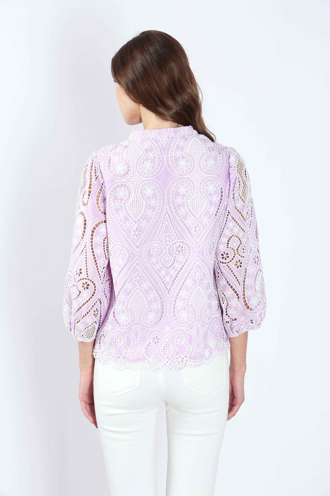 Lilac Schiffli Embroidered Top