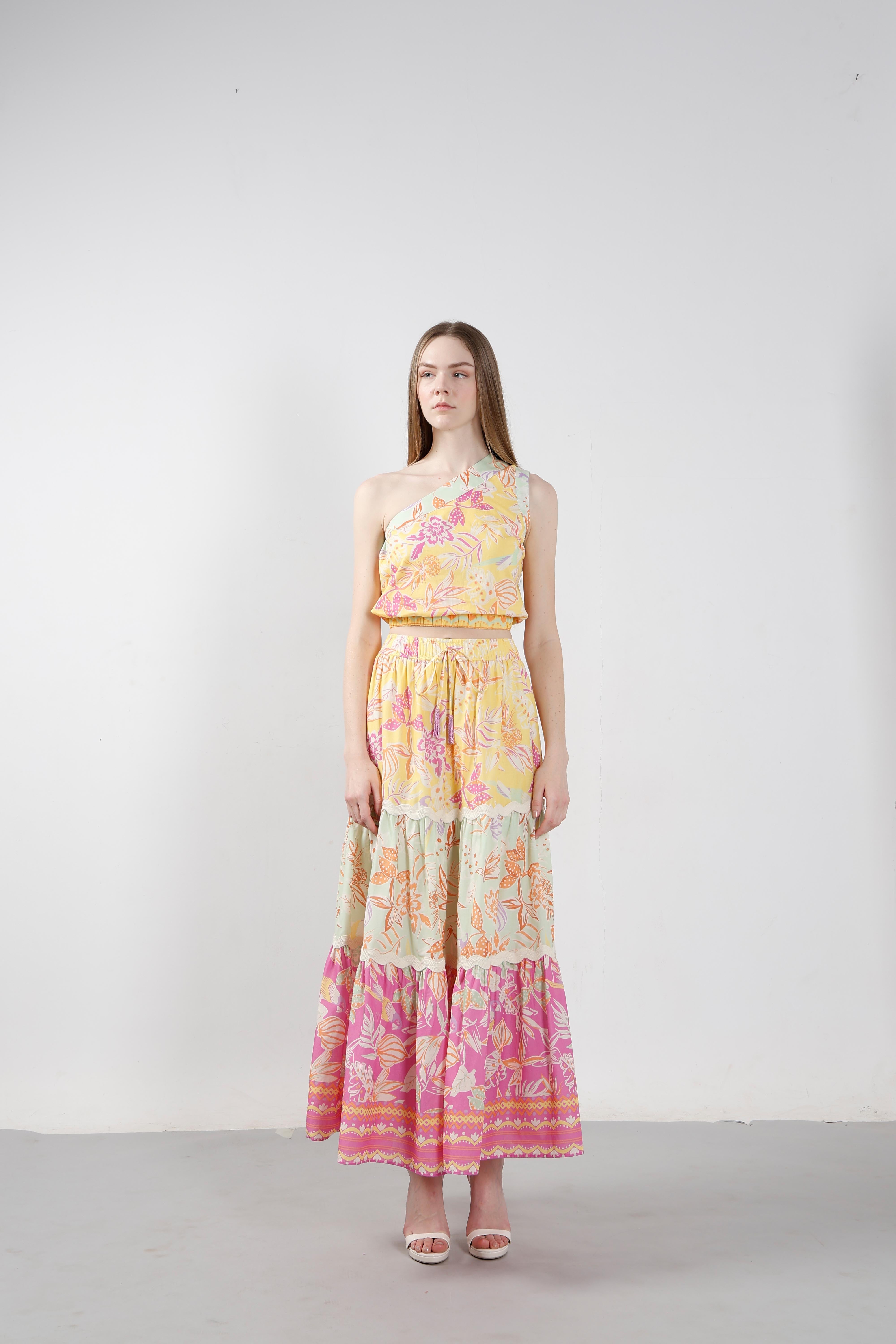 Vero Moda Multi-Colour Printed Flared Skirt