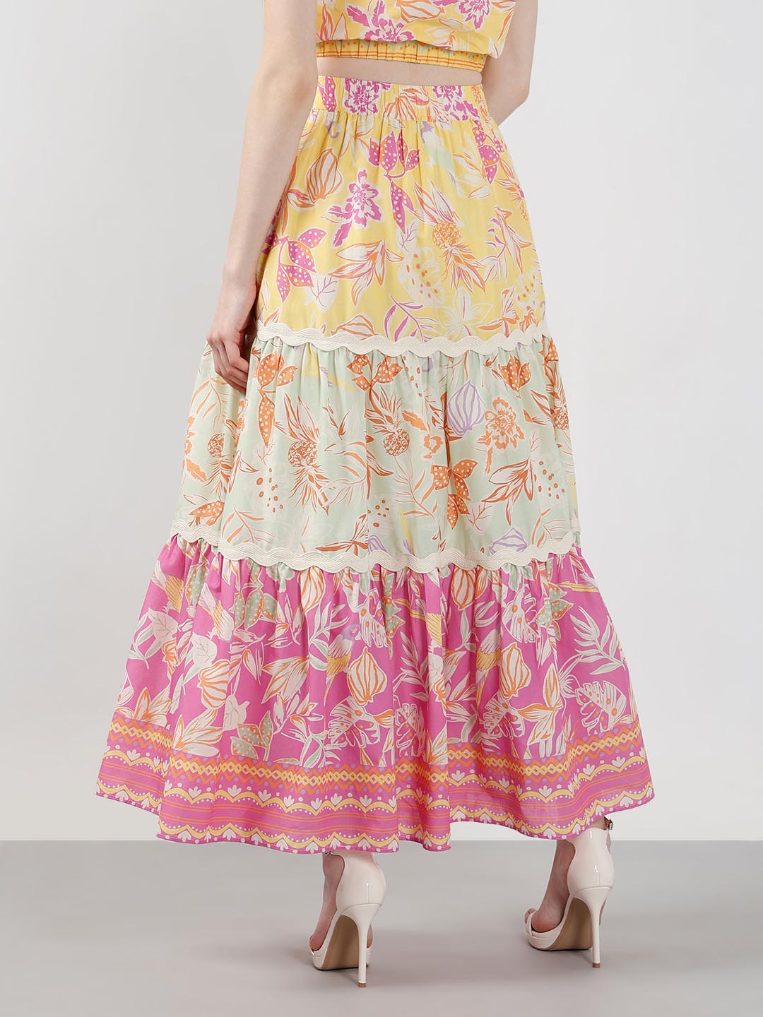 Vero Moda Multi-Colour Printed Flared Skirt