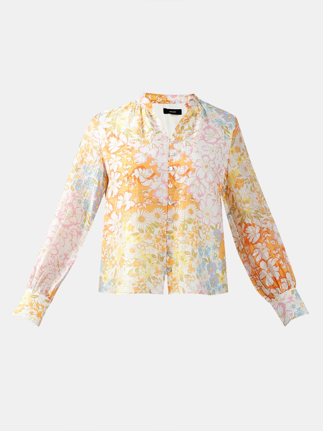 Vero Moda Yellow Floral Full Sleeves Shirt