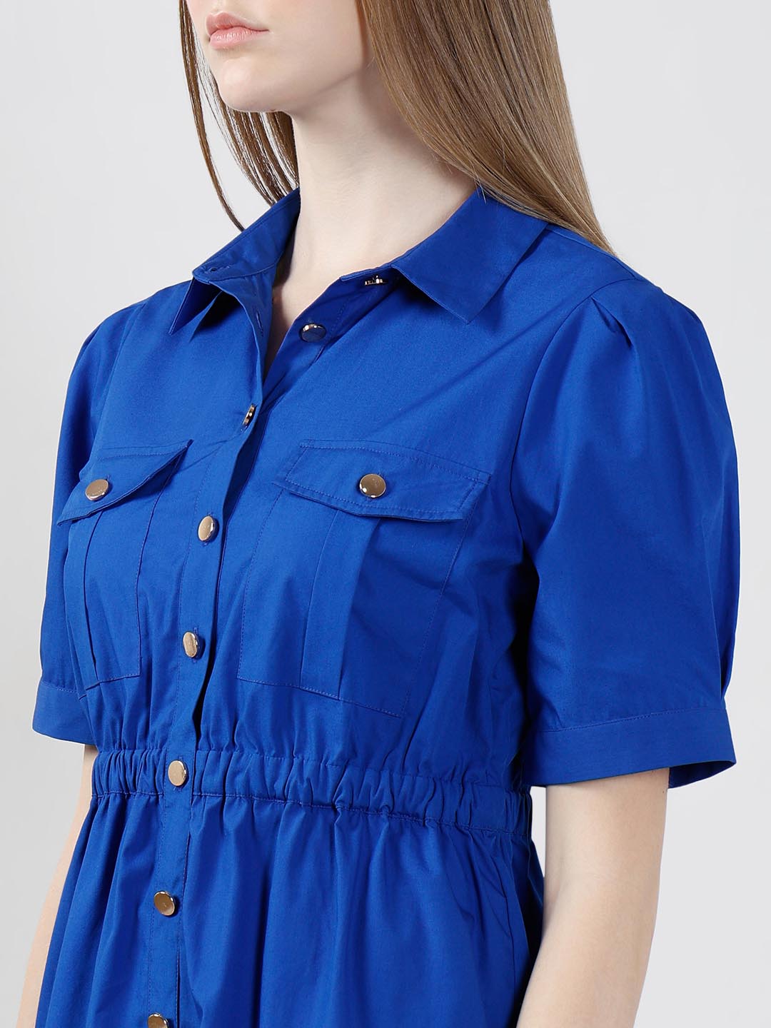 Vero Moda Blue Cotton Shirt Dress