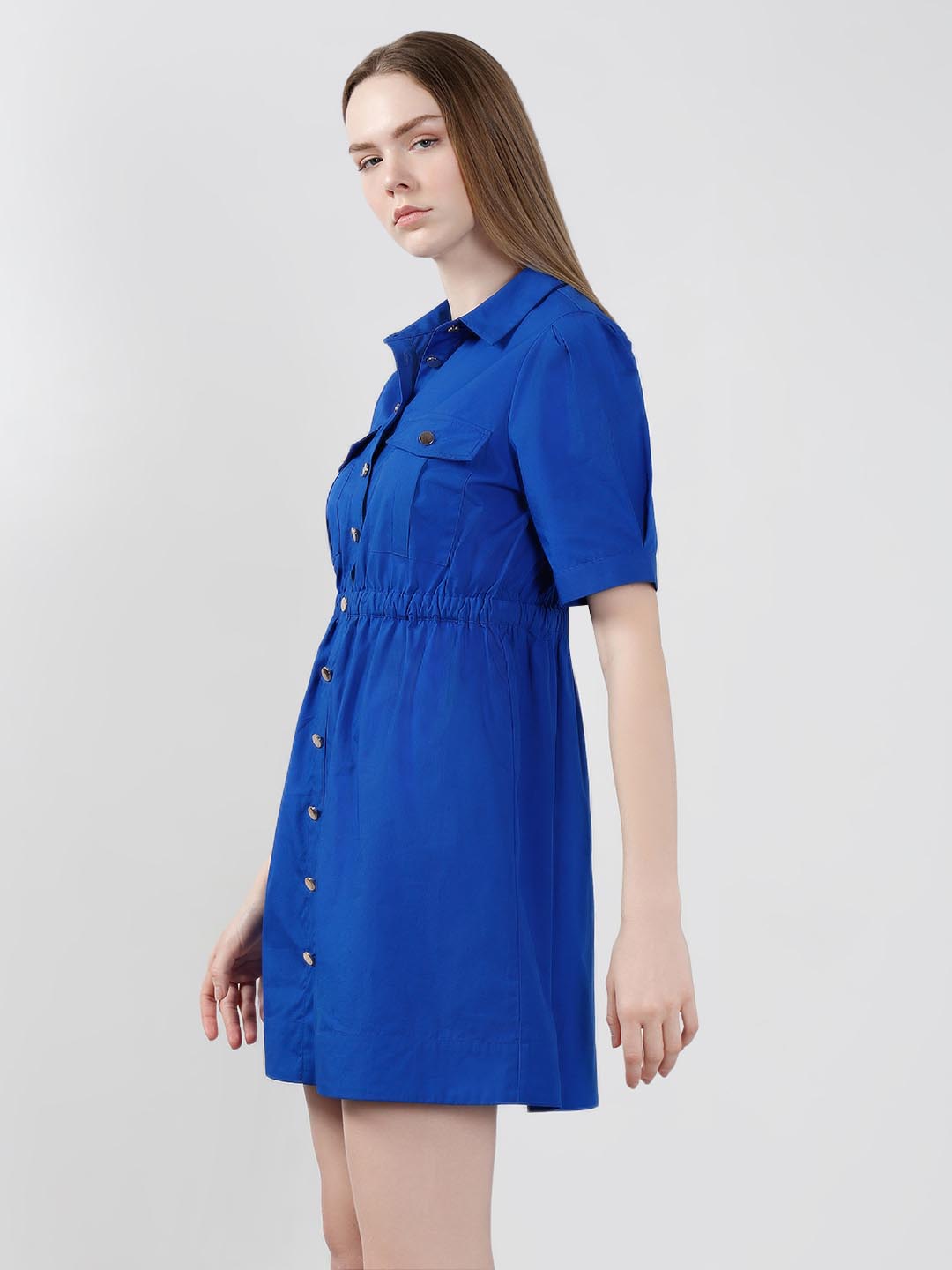 Vero Moda Blue Cotton Shirt Dress