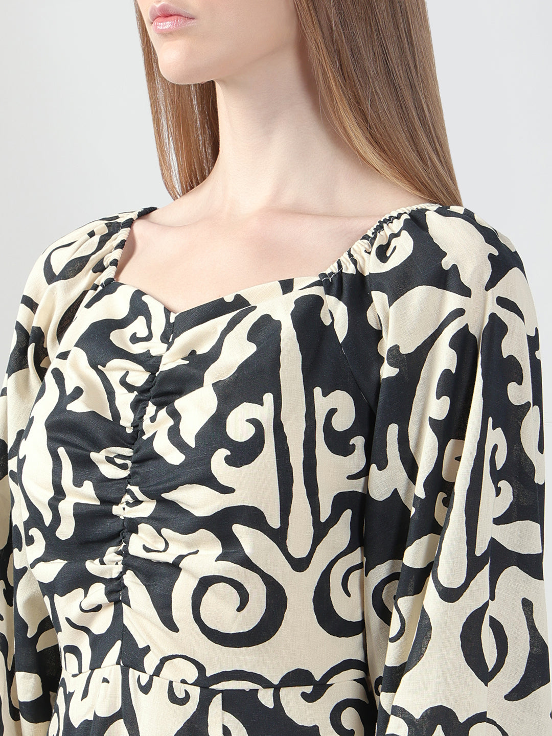 Black Printed Midi Dress