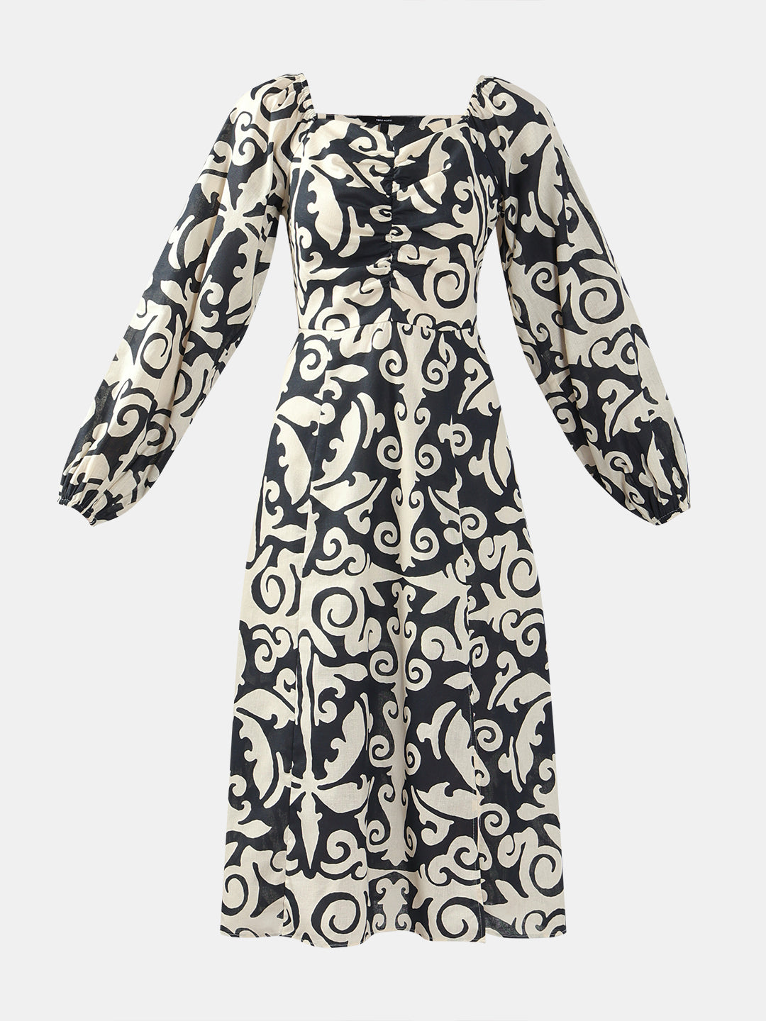 Black Printed Midi Dress