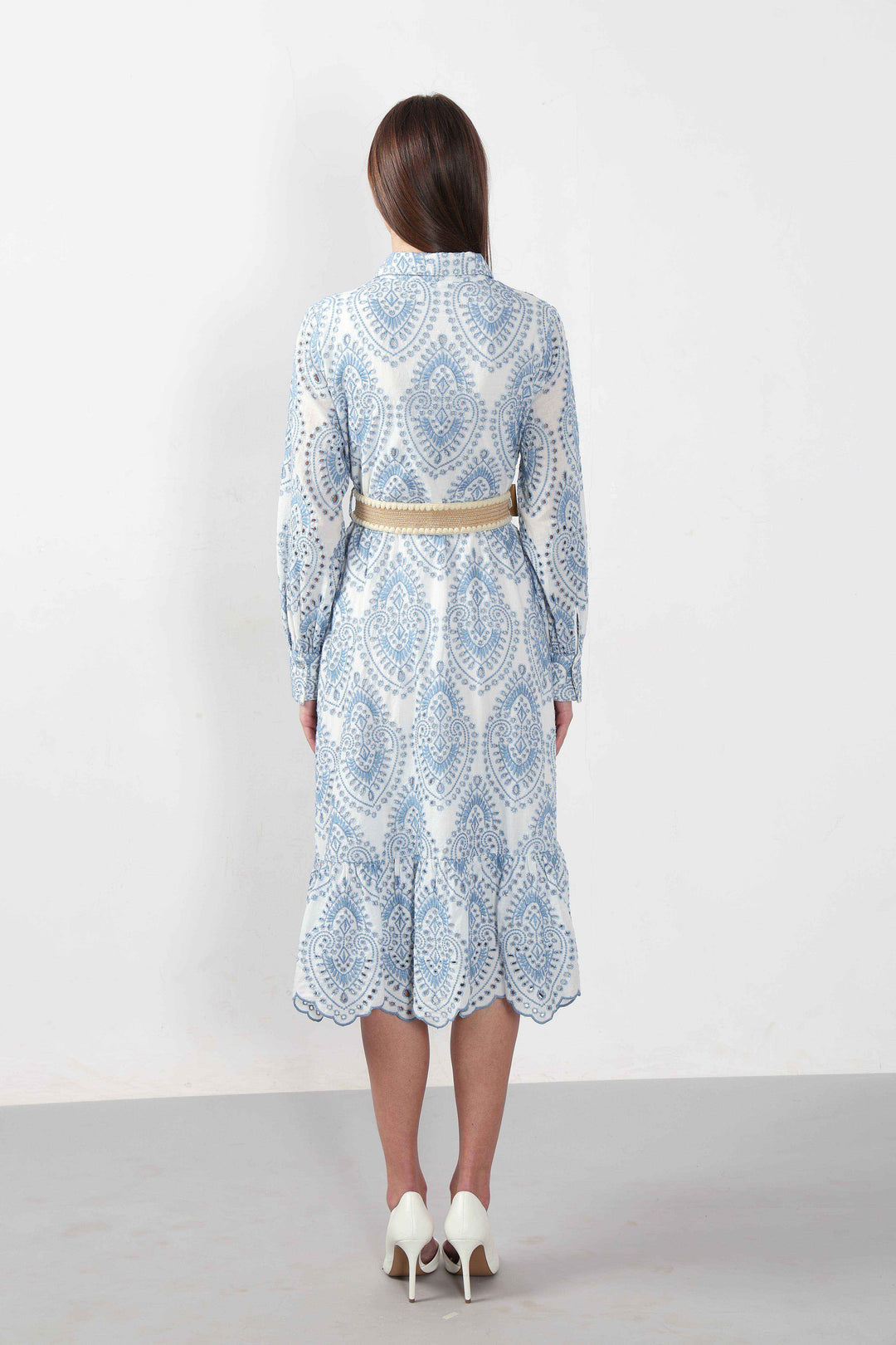 Vero Moda White Schiffli Embroidered Shirt Dress