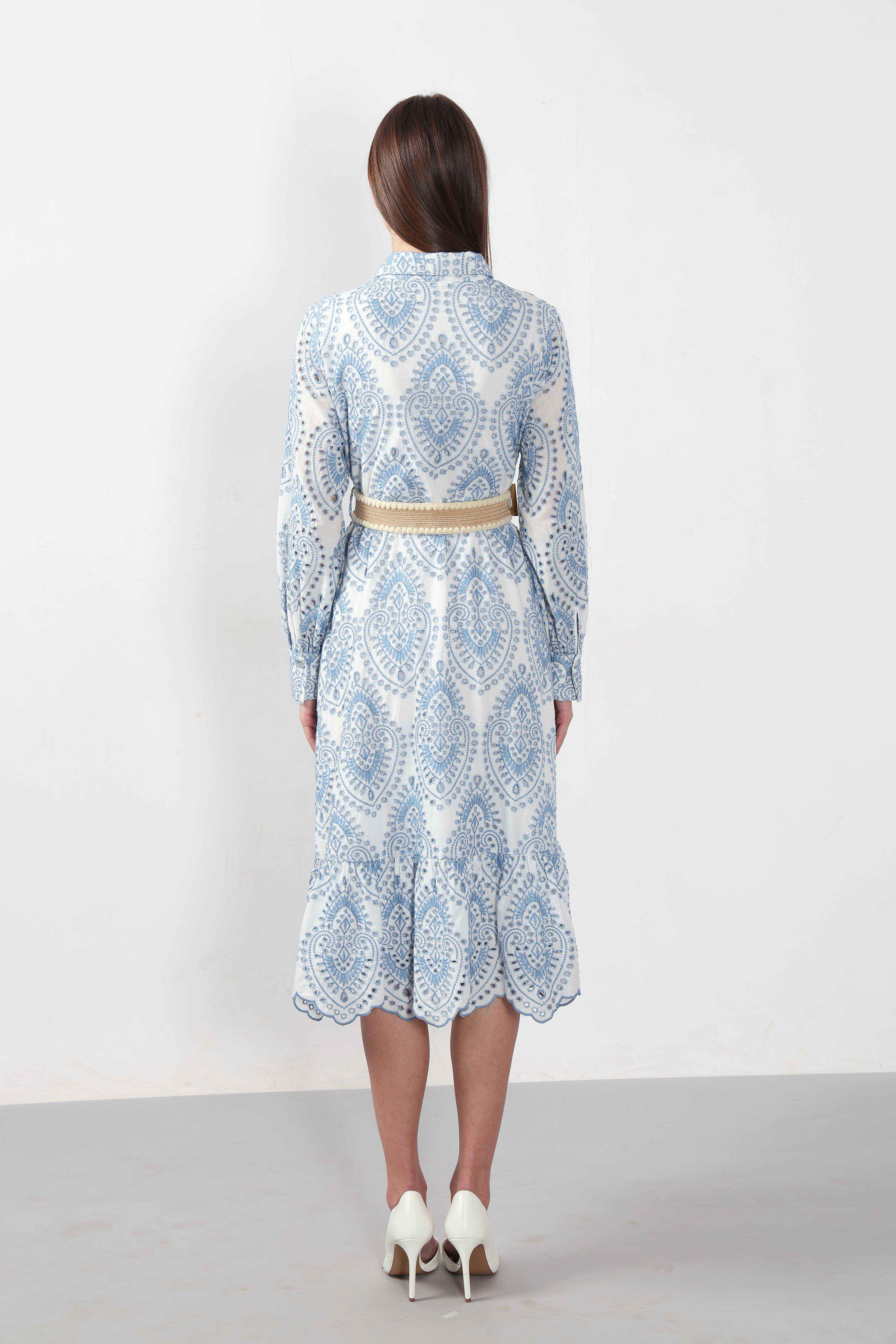 Vero Moda White Schiffli Embroidered Shirt Dress