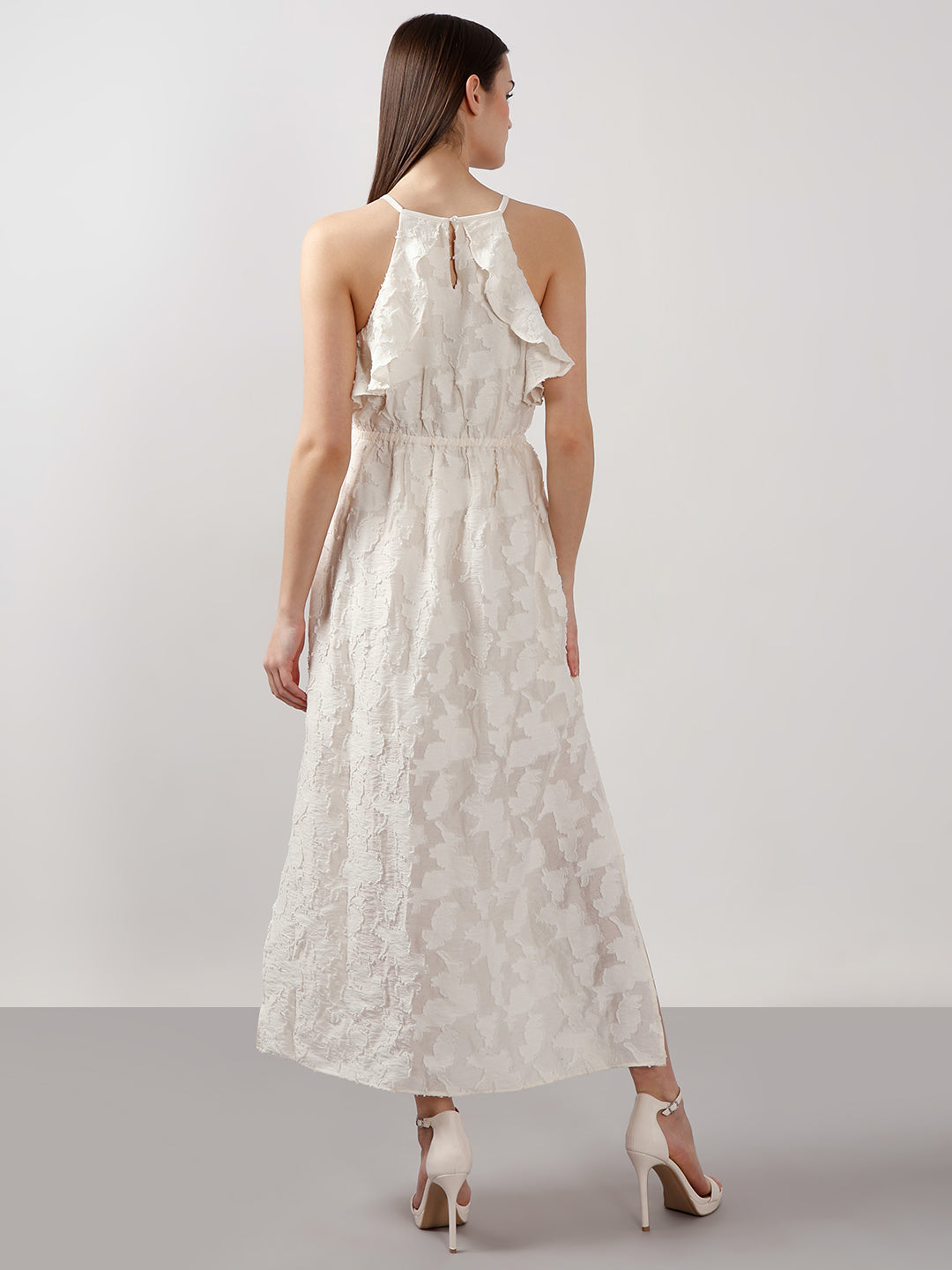 VERO MODA White Ruffle Midaxi Dress