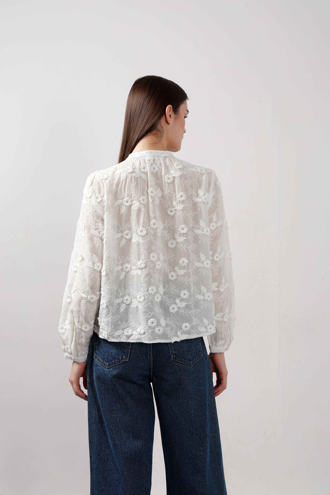 Vero Moda White 3D Embroidery Shirt