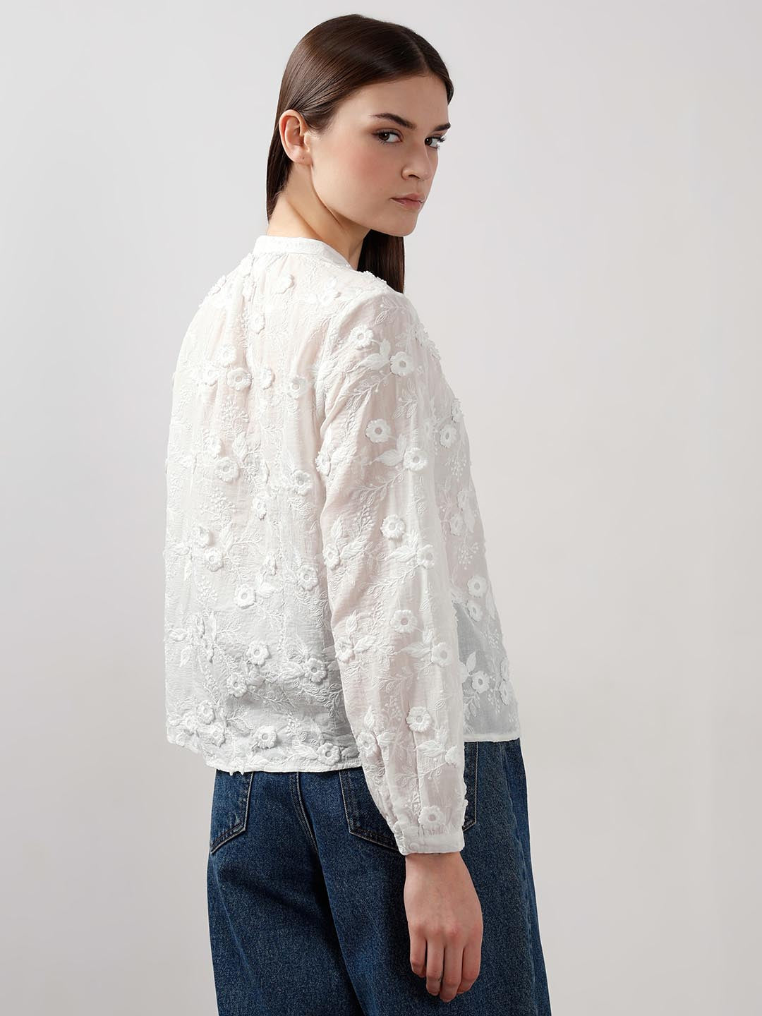 Vero Moda White 3D Embroidery Shirt