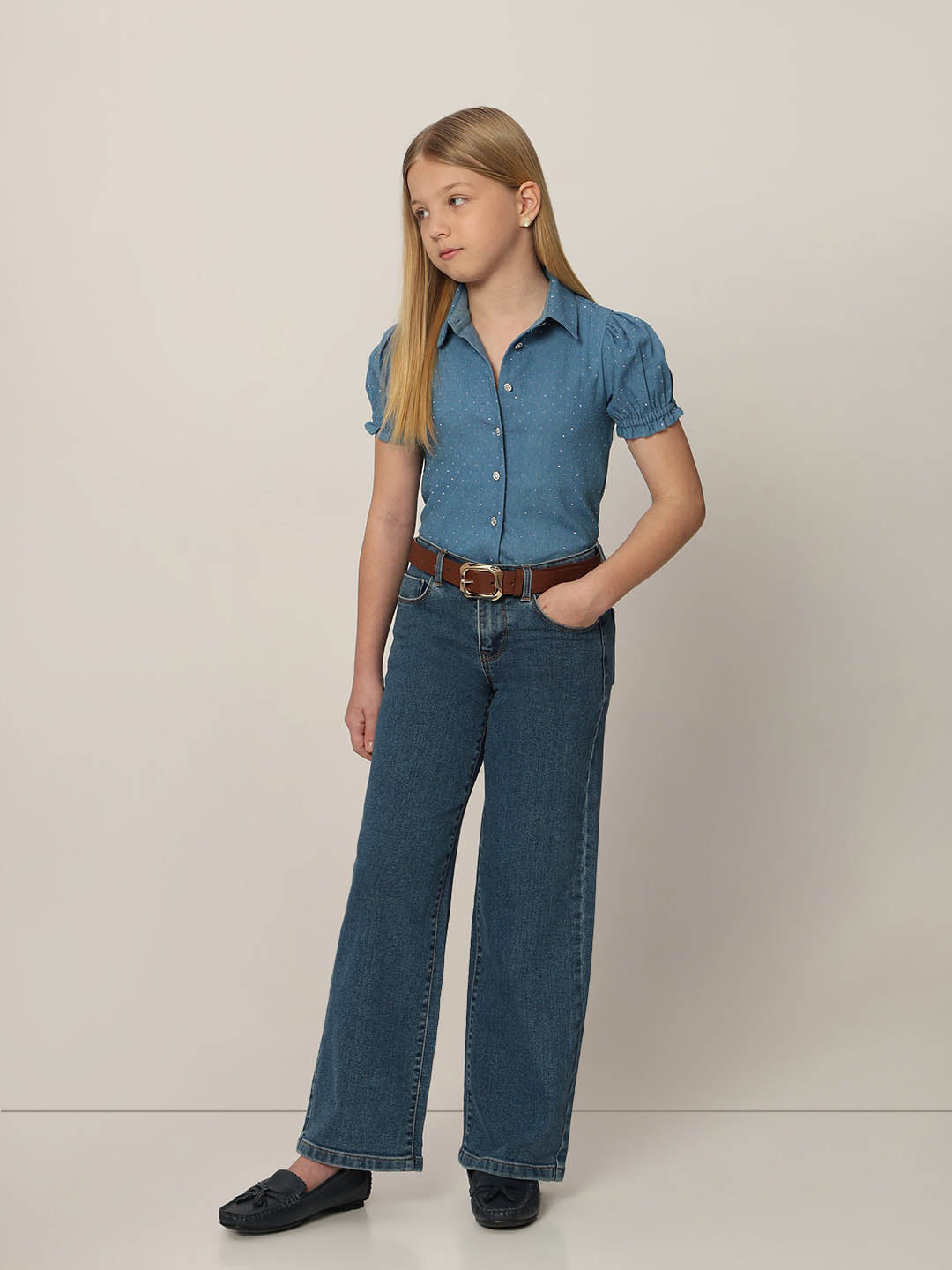 GIRLS Dark Blue Wide Leg Jeans