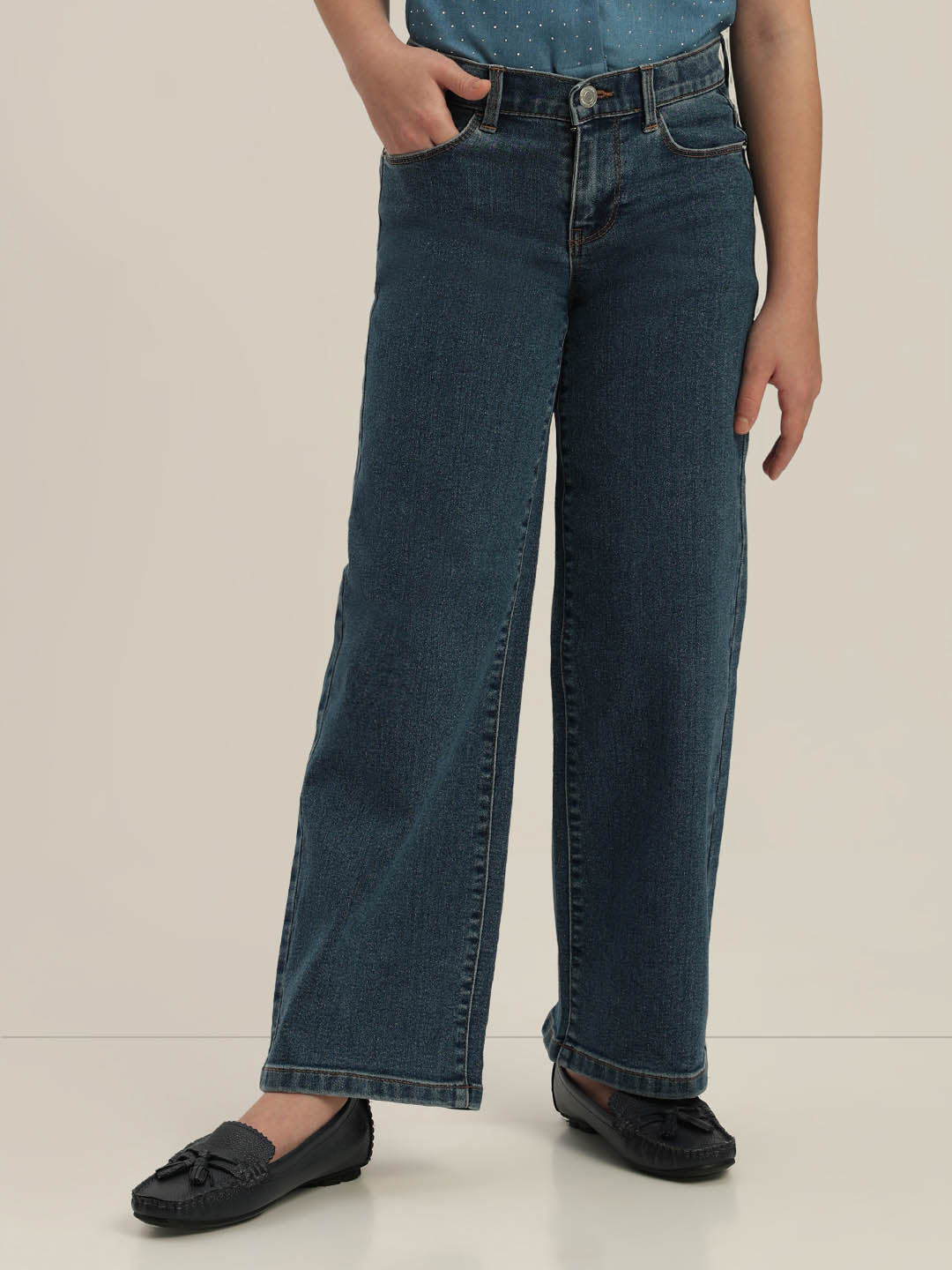 GIRLS Dark Blue Wide Leg Jeans