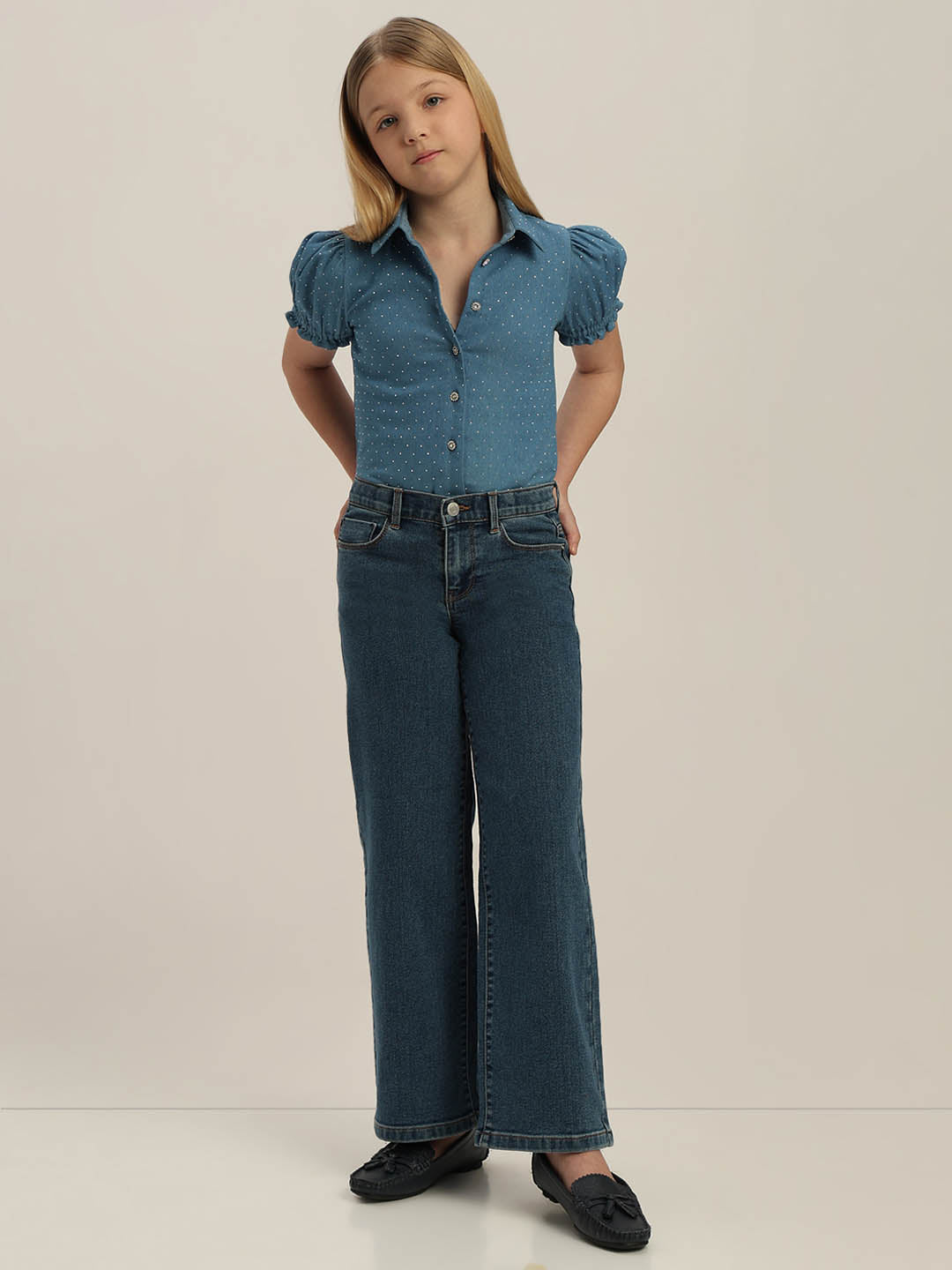 GIRLS Dark Blue Wide Leg Jeans