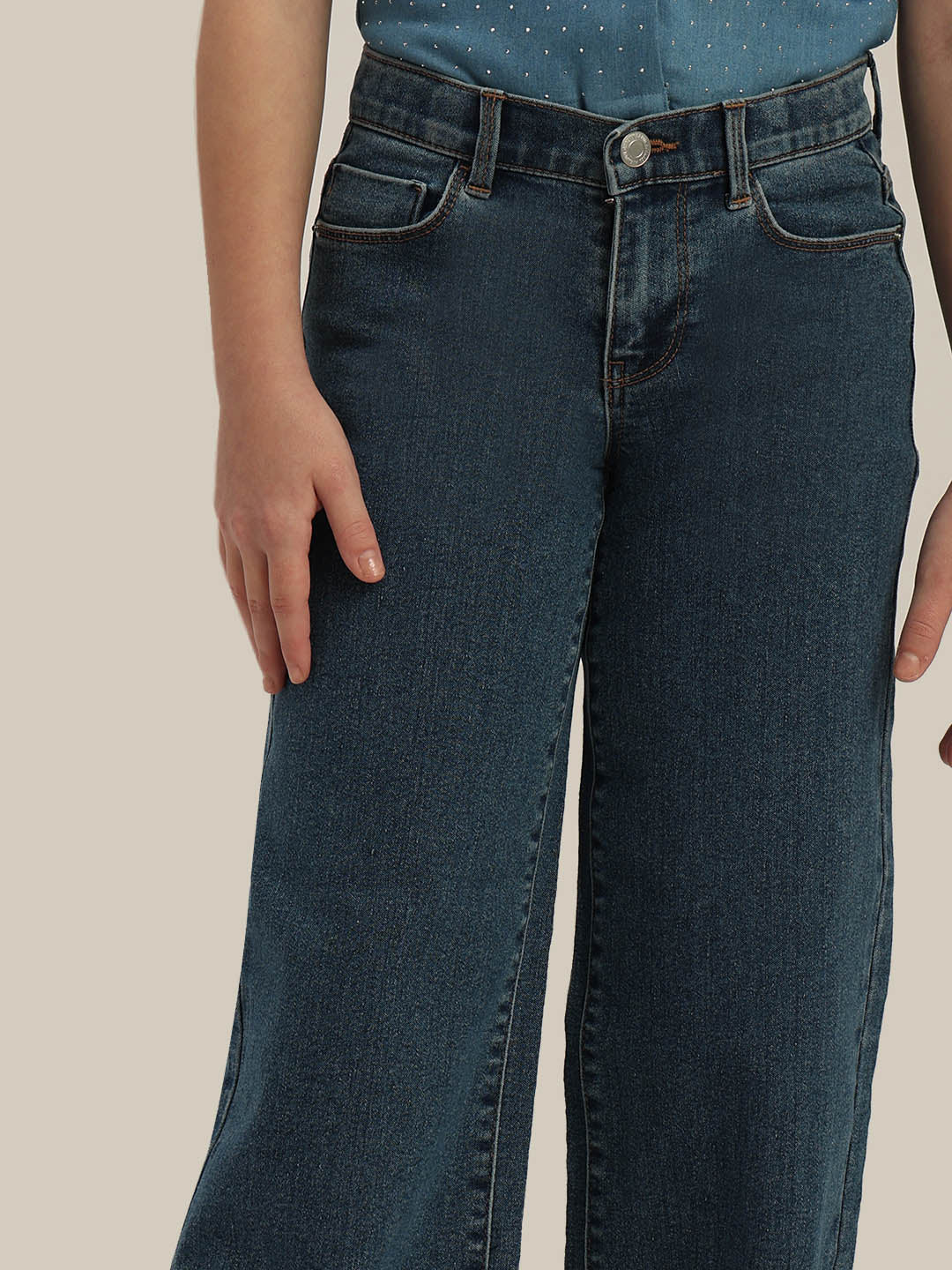 GIRLS Dark Blue Wide Leg Jeans