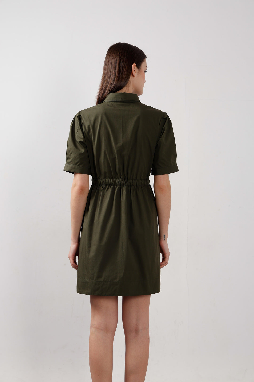 Vero Moda Green Cotton Shirt Dress