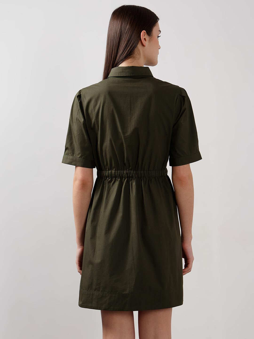 Vero Moda Green Cotton Shirt Dress