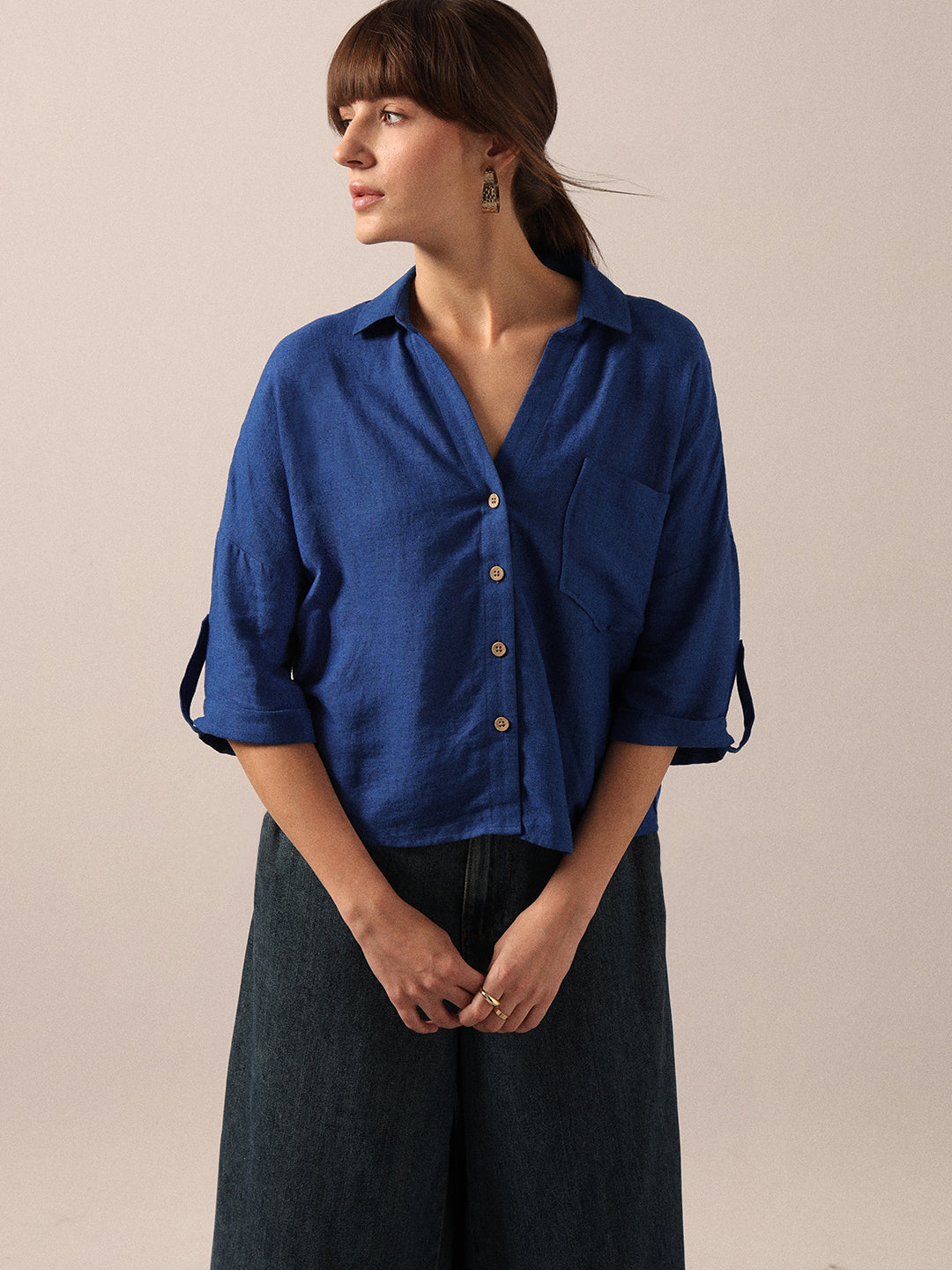 Blue Short Sleeves Shirt