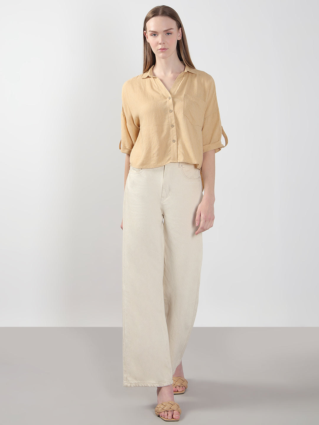 VERO MODA Beige Short Sleeves Shirt