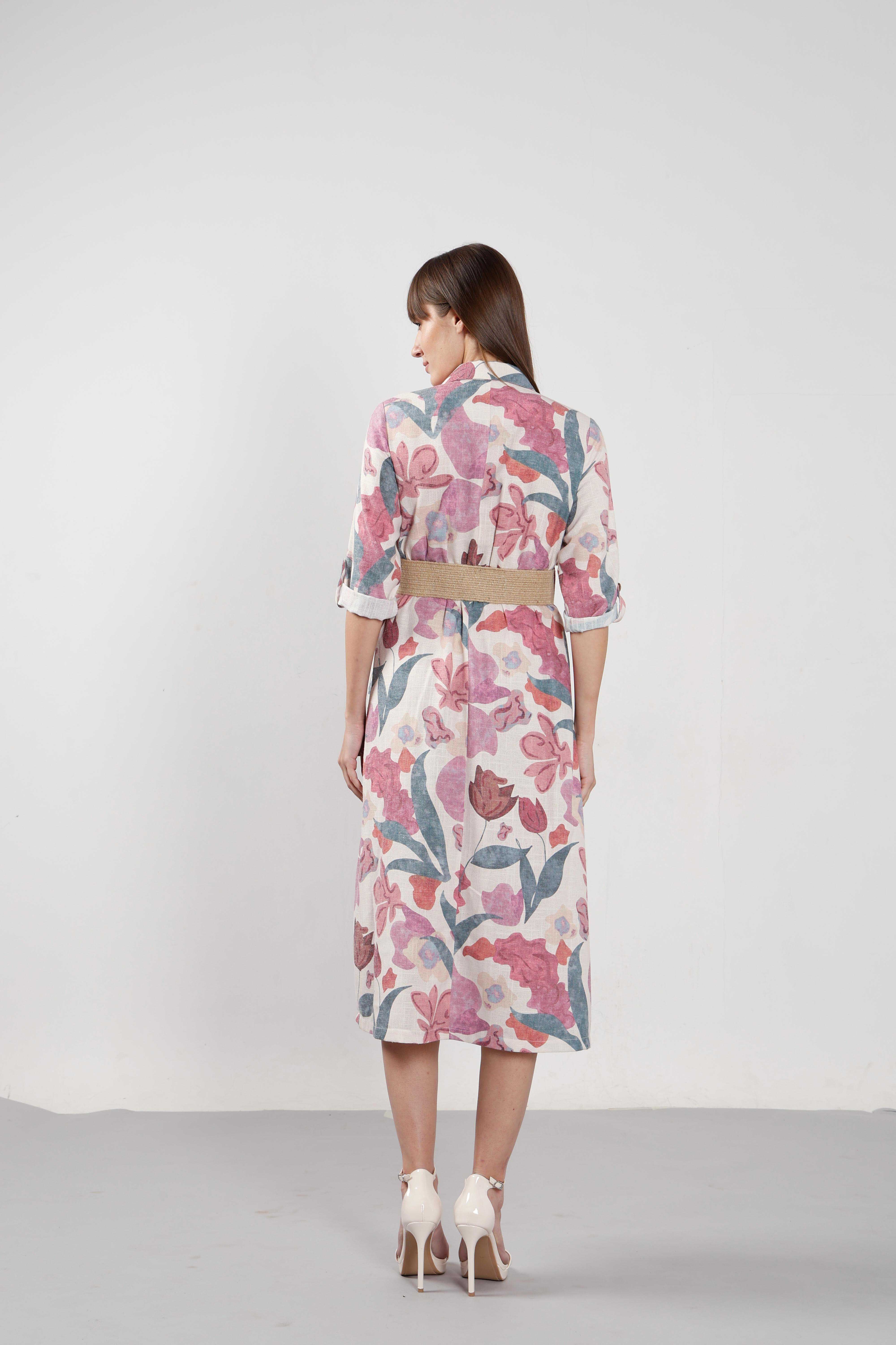 Vero Moda Pink Floral Print Shirt Dress