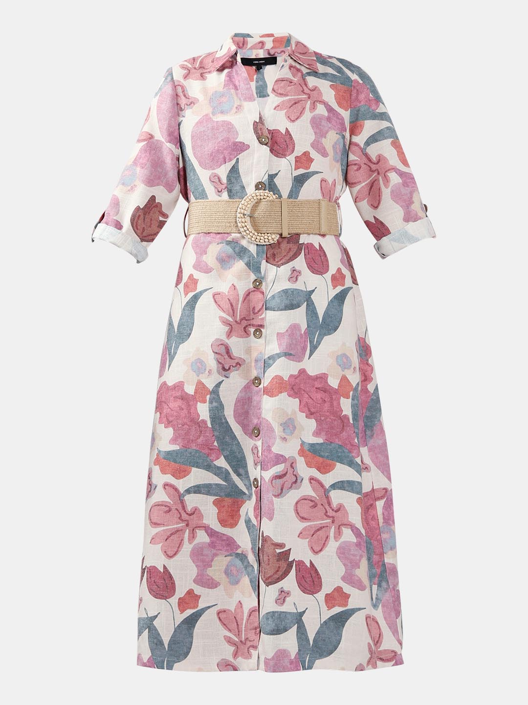 Vero Moda Pink Floral Print Shirt Dress