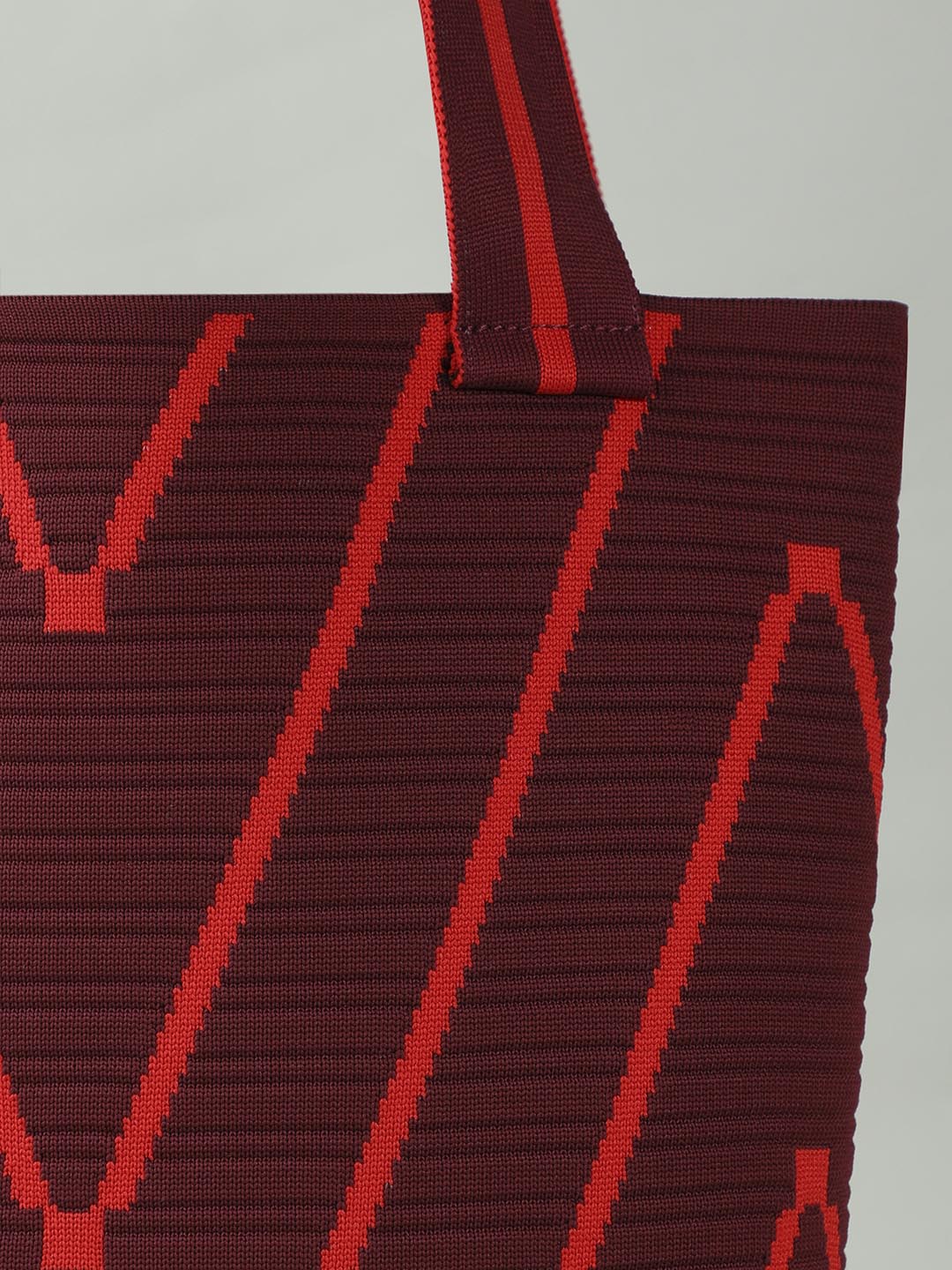 Red Textured Contrast Shoulder Bag