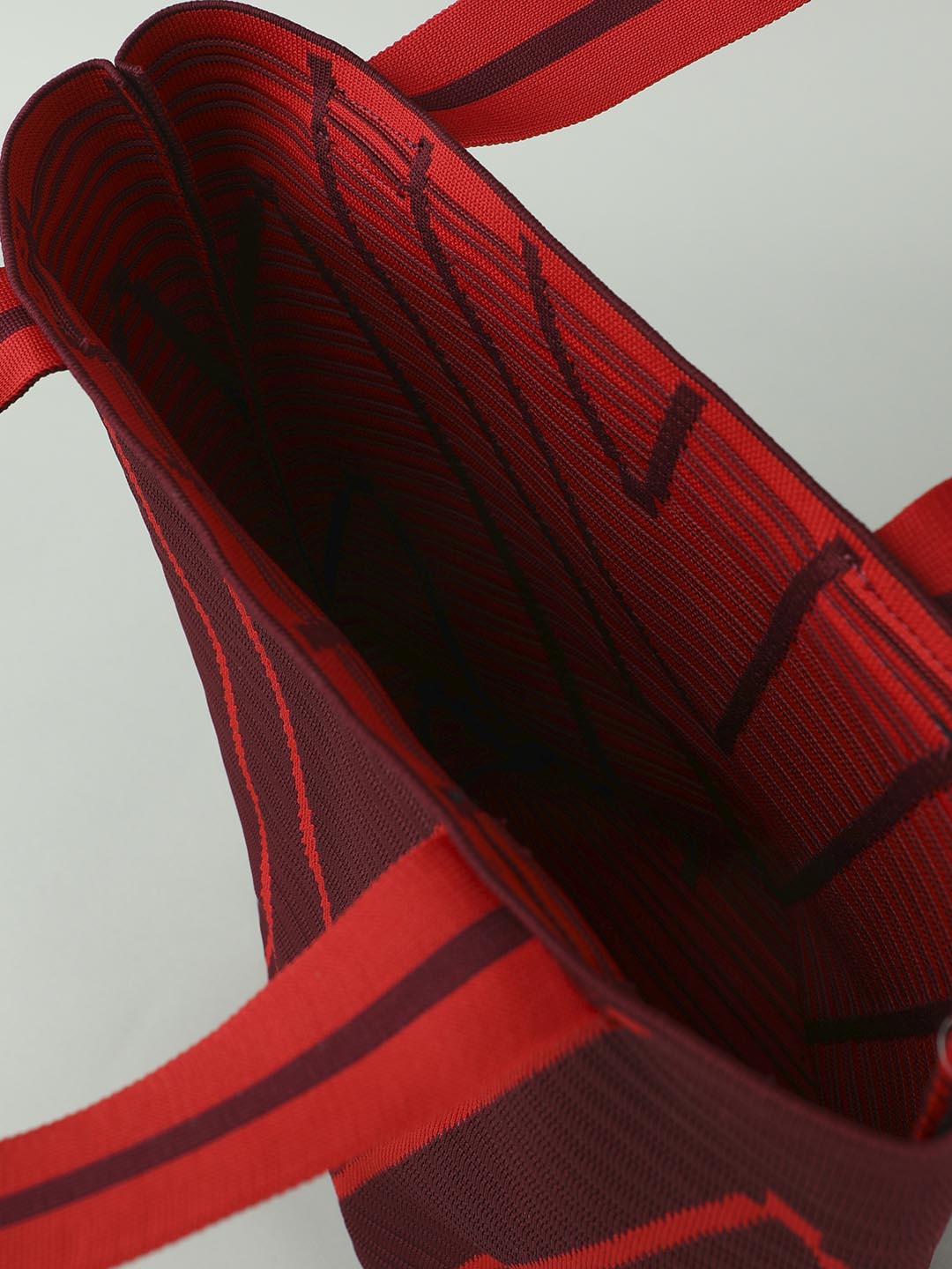 Red Textured Contrast Shoulder Bag