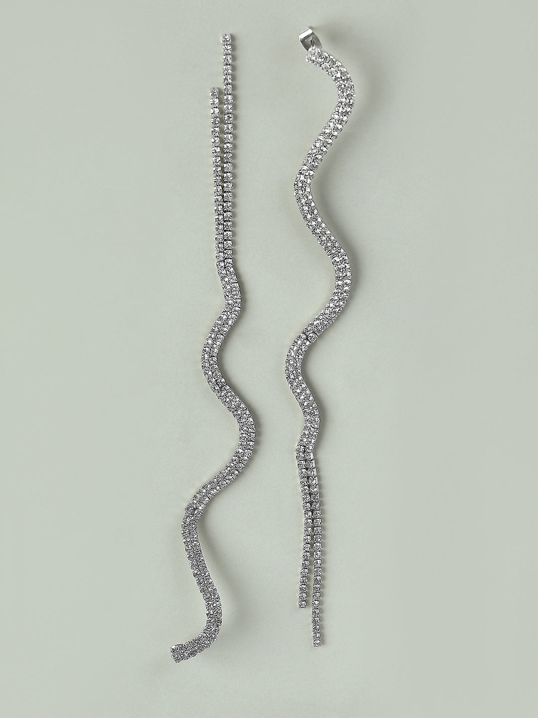 Silver Rhinestone Drop Earrings