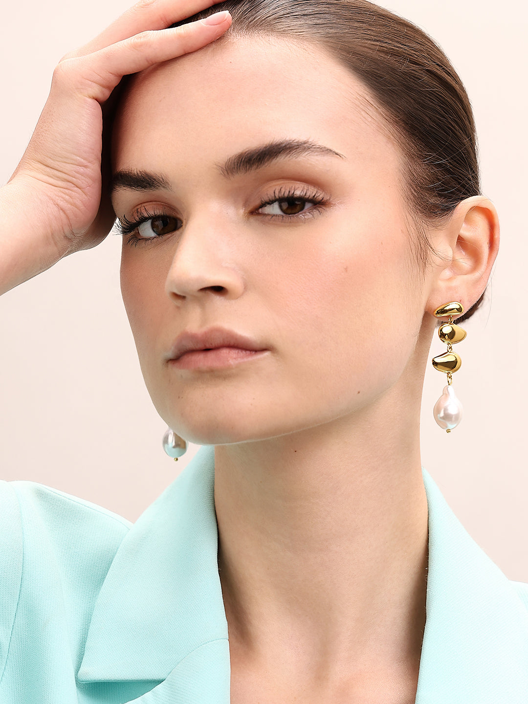 Golden Pearl Detail Earrings