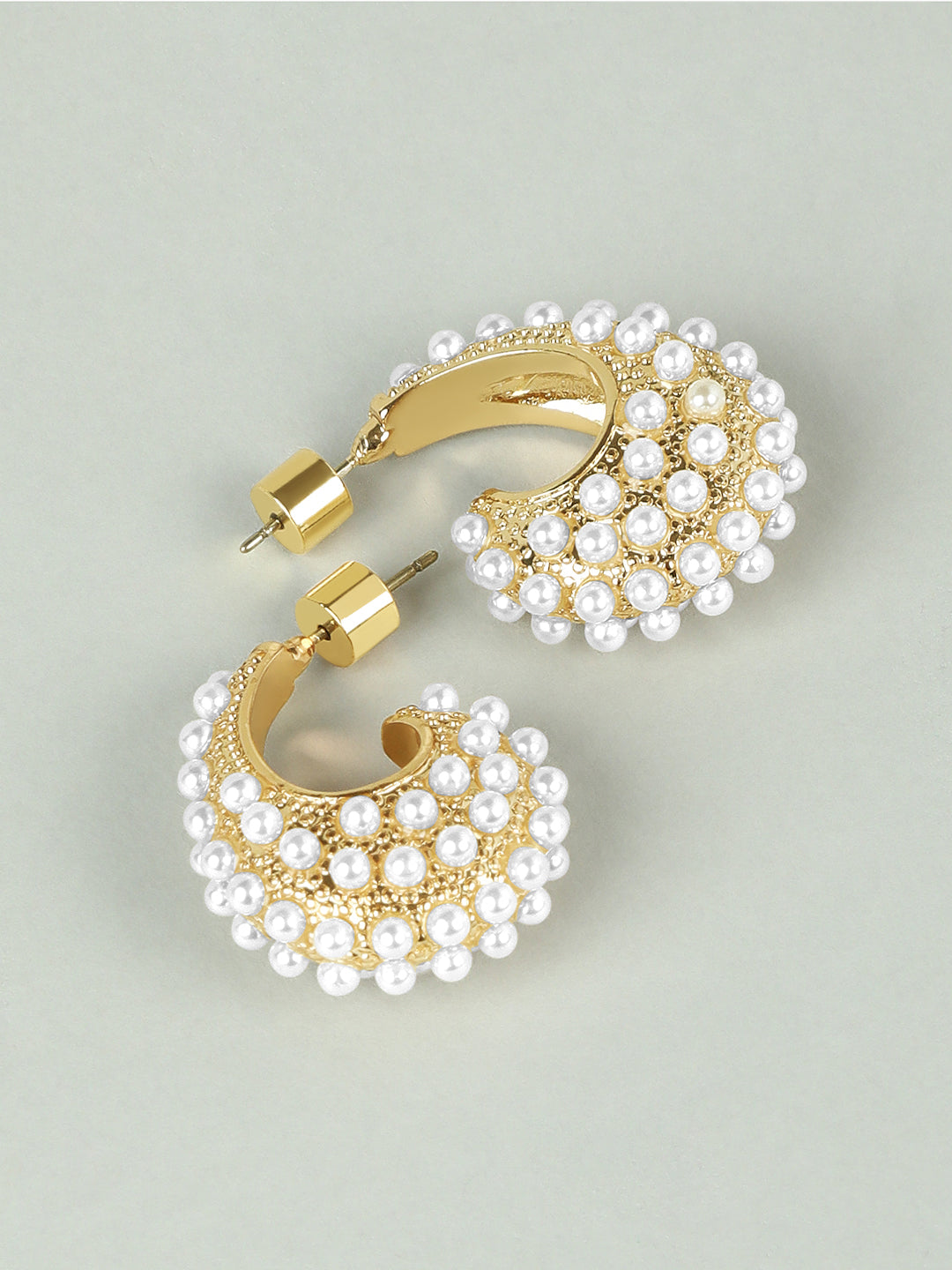 Golden Pearl Detail Hoops