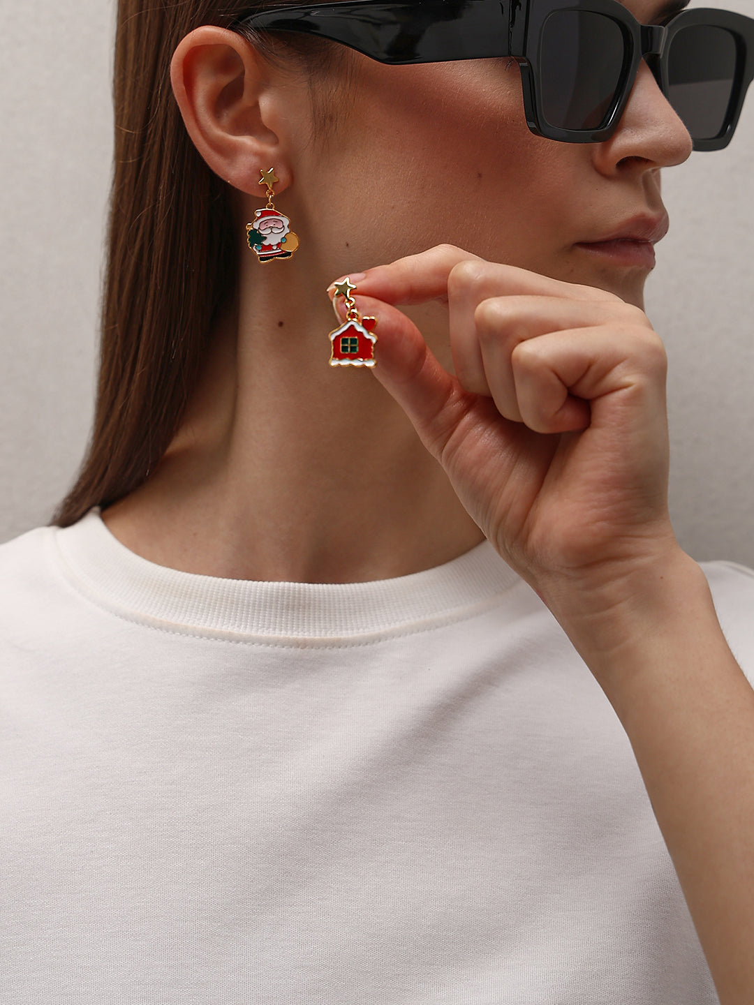 Multi-Colour Santa Earrings - Free Size