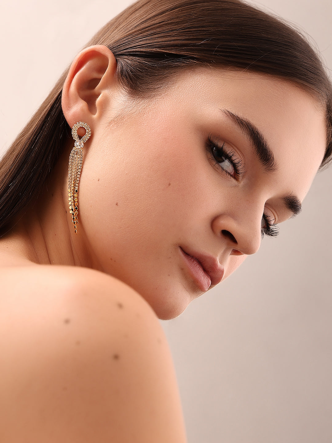 Rhinestone Drop Earrings - Free Size