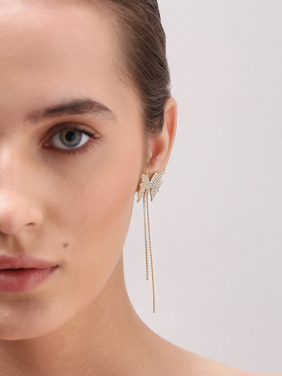 Butterfly Rhinestone Drop Earrings - Free Size