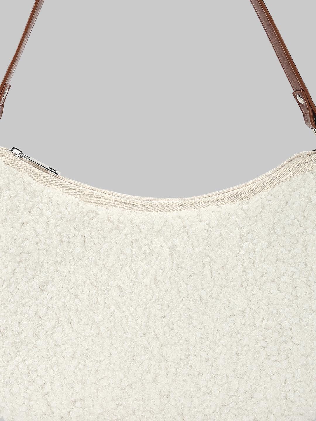 White Textured Shoulder Bag