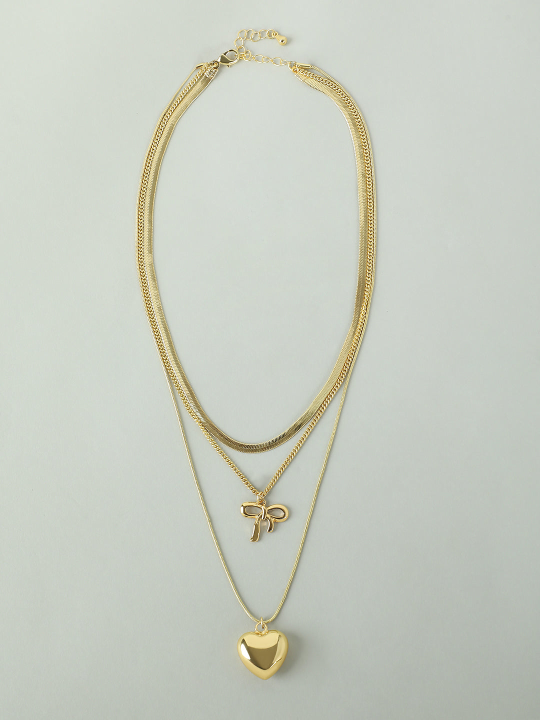 Bow & Heart Layered Necklace