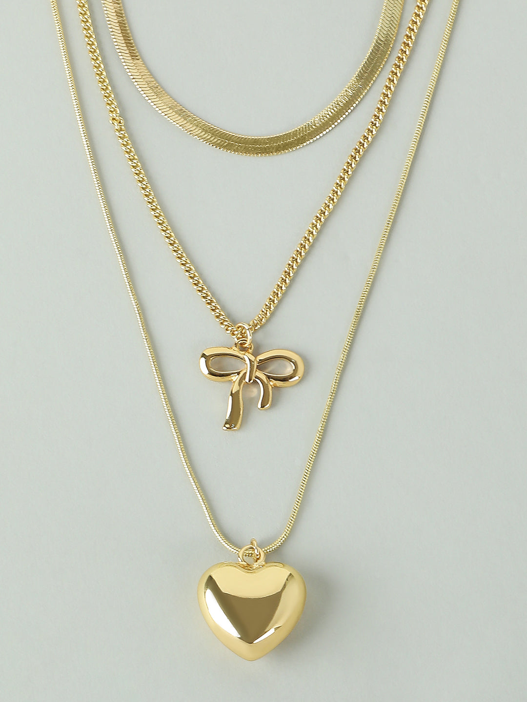 Bow & Heart Layered Necklace