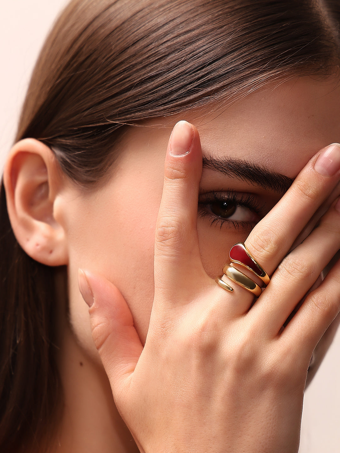 Gold & Maroon Abstract Ring