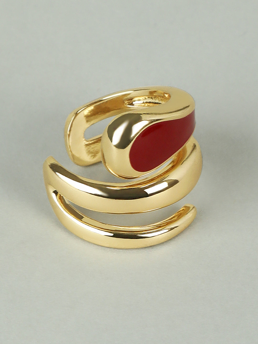 Gold & Maroon Abstract Ring