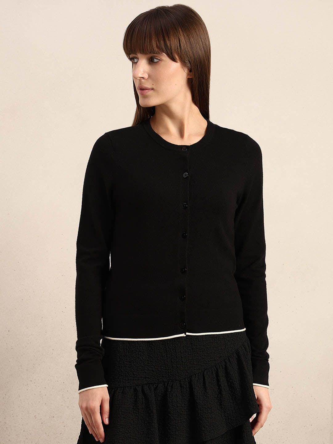 Button-Up O-Neck Cardigan