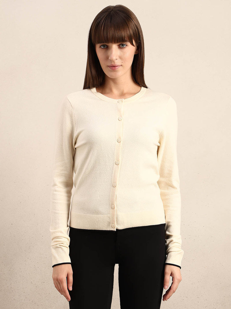Cream Confetti Collared Button Down Cardigan main image 0