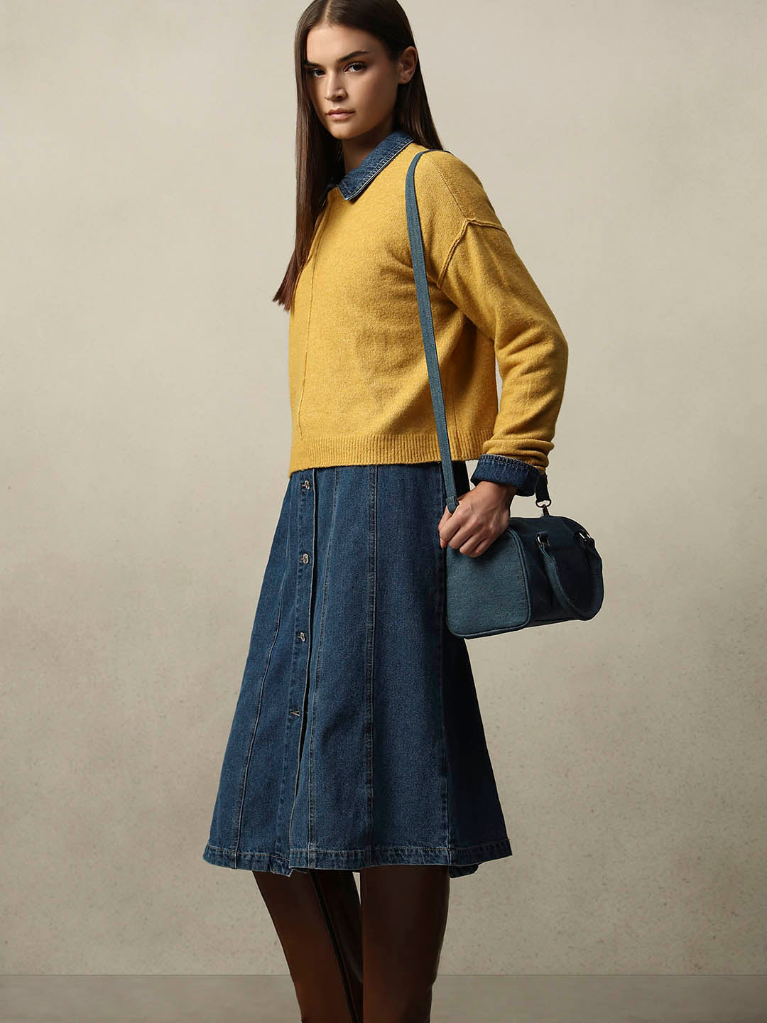 O-Neck Knitted Pullover - Mustard