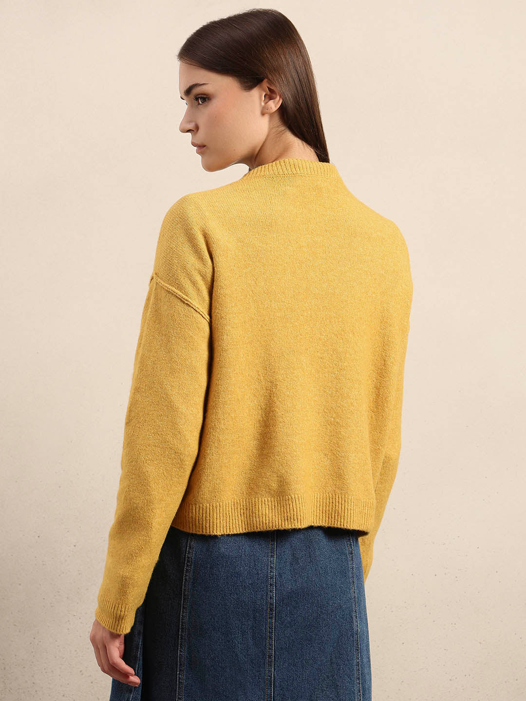 O-Neck Knitted Pullover - Mustard