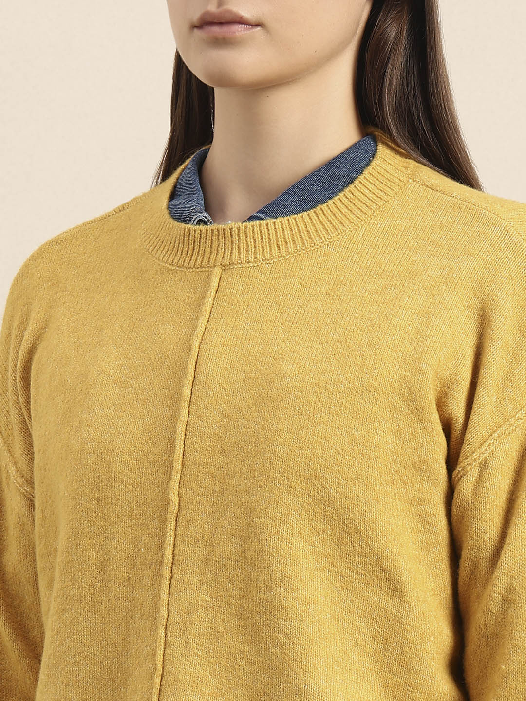 O-Neck Knitted Pullover - Mustard