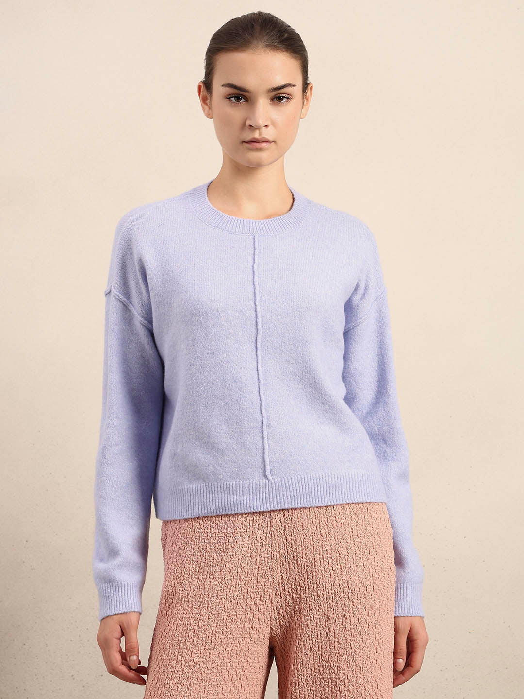 O-Neck Knitted Pullover - Lavender