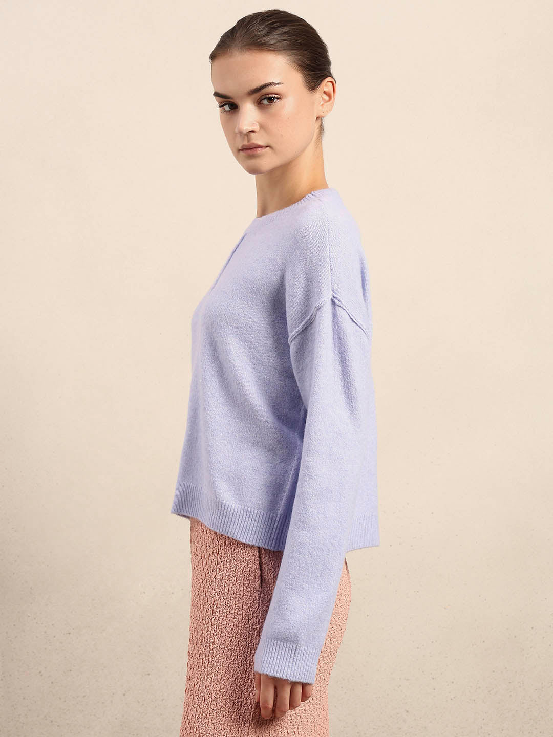 O-Neck Knitted Pullover - Lavender