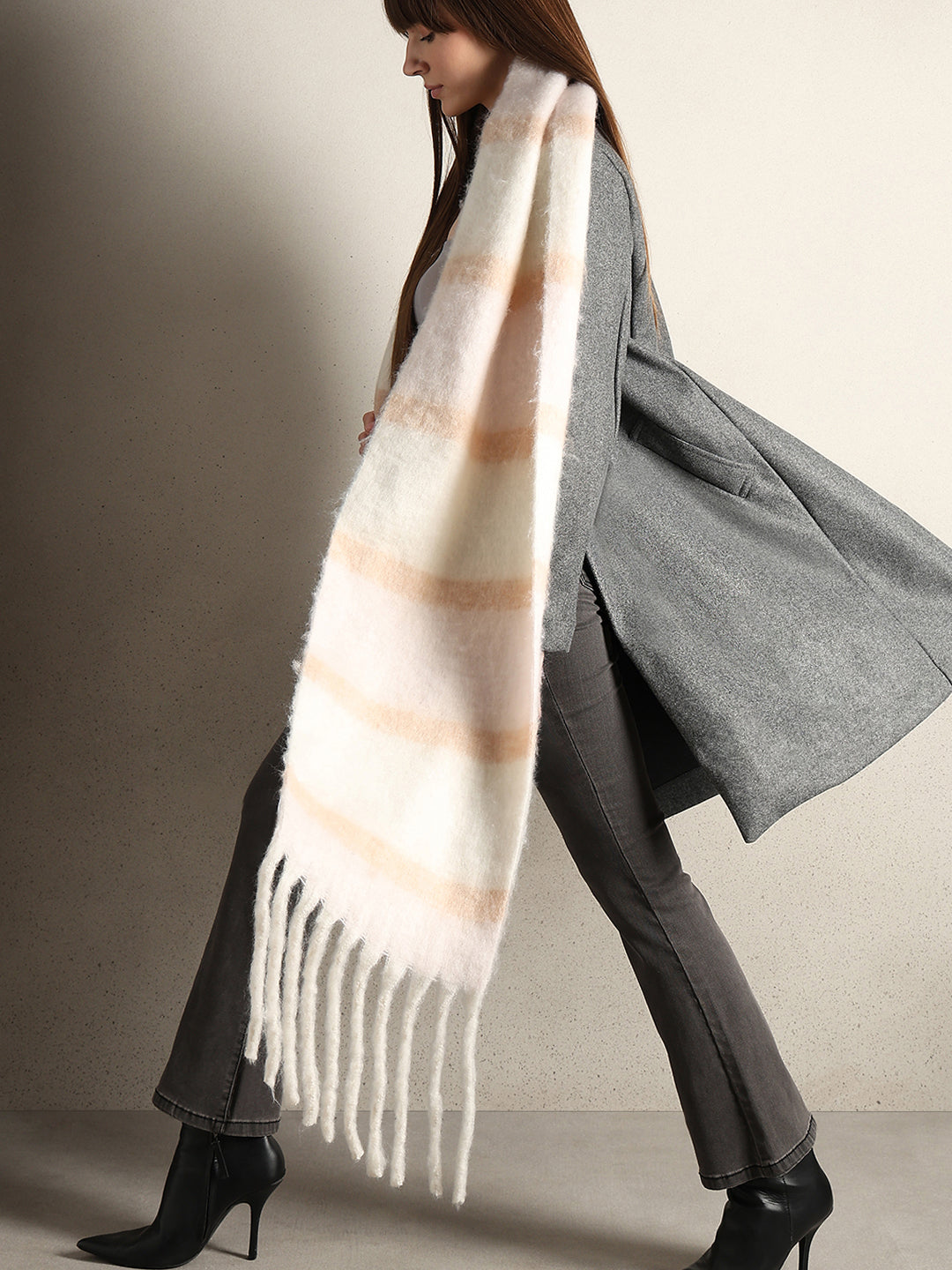 White Striped Scarf