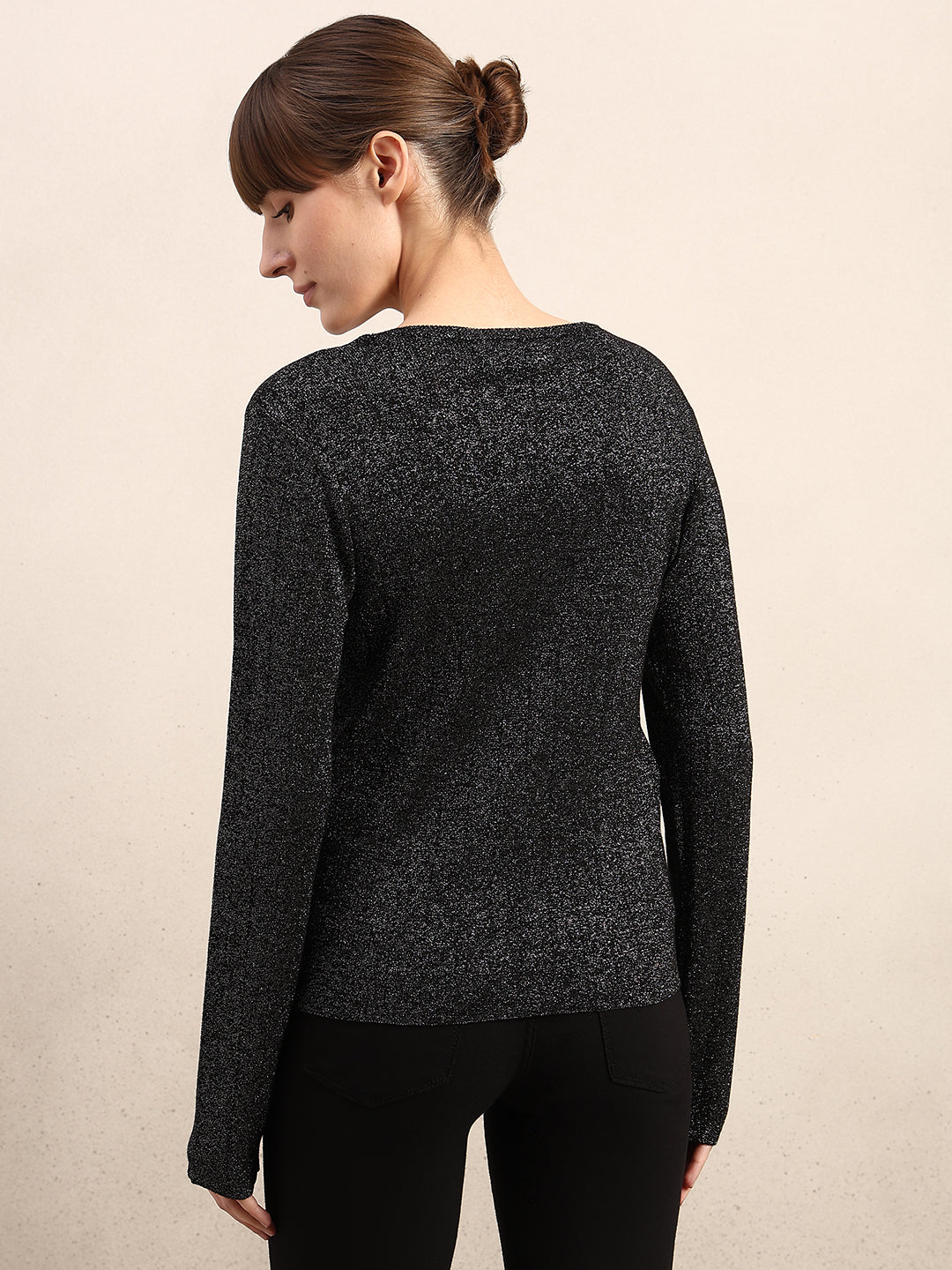 Shimmer Knitted O-Neck Top